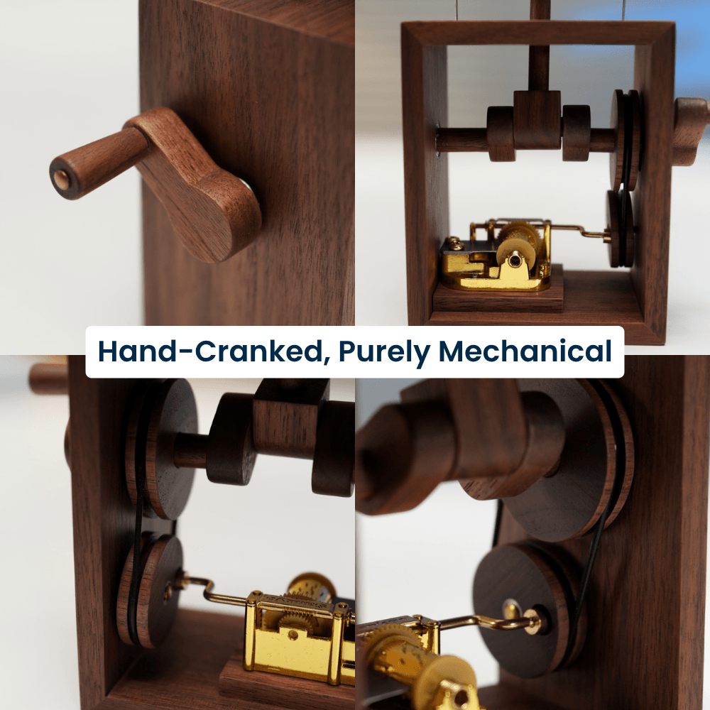Handcrafted Wooden Angel Pig Music Box Automaton
