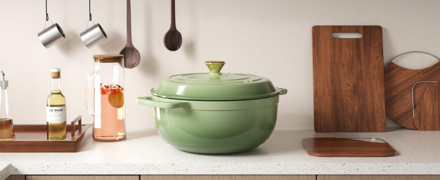 ROVSUN Enameled Cast Iron Round Dutch Oven, 5/6/7.5QT Pot with Lid &Dual Handles with Silicone Gloves,Oven Safe up to 500°F, Heavy-Duty Pre-Seasoned Cookware for Bread Baking, Braising, Stews, Roasting,TikTokShopBlackFriday ROVSUN Enameled Cast Iron Round Dutch Oven, 5/6/7.5QT Pot with Lid &Dual Handles with Silicone Gloves,Oven Safe up to 500°F, Heavy-Duty Pre-Seasoned Cookware for Bread Baking, Braising, Stews, Roasting,TikTokShopBlackFriday