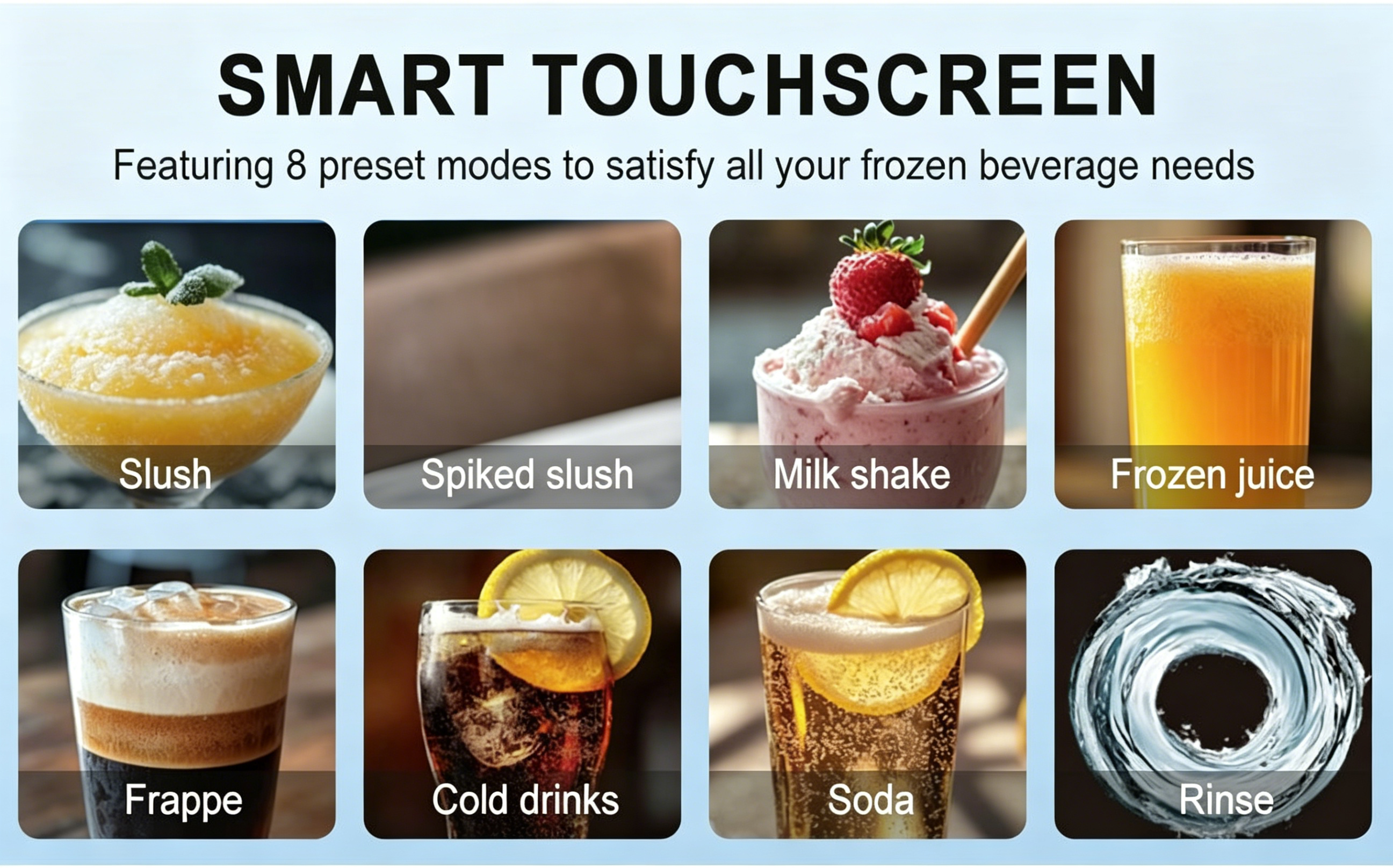 Smart touchscreen with 8 preset modes
