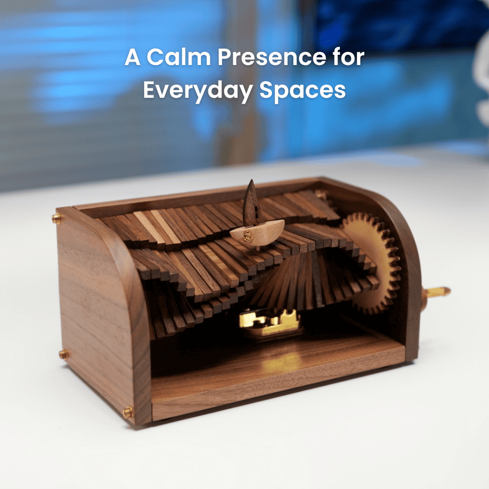 Handcrafted Wooden “Song of the Waves” Music Box Automaton