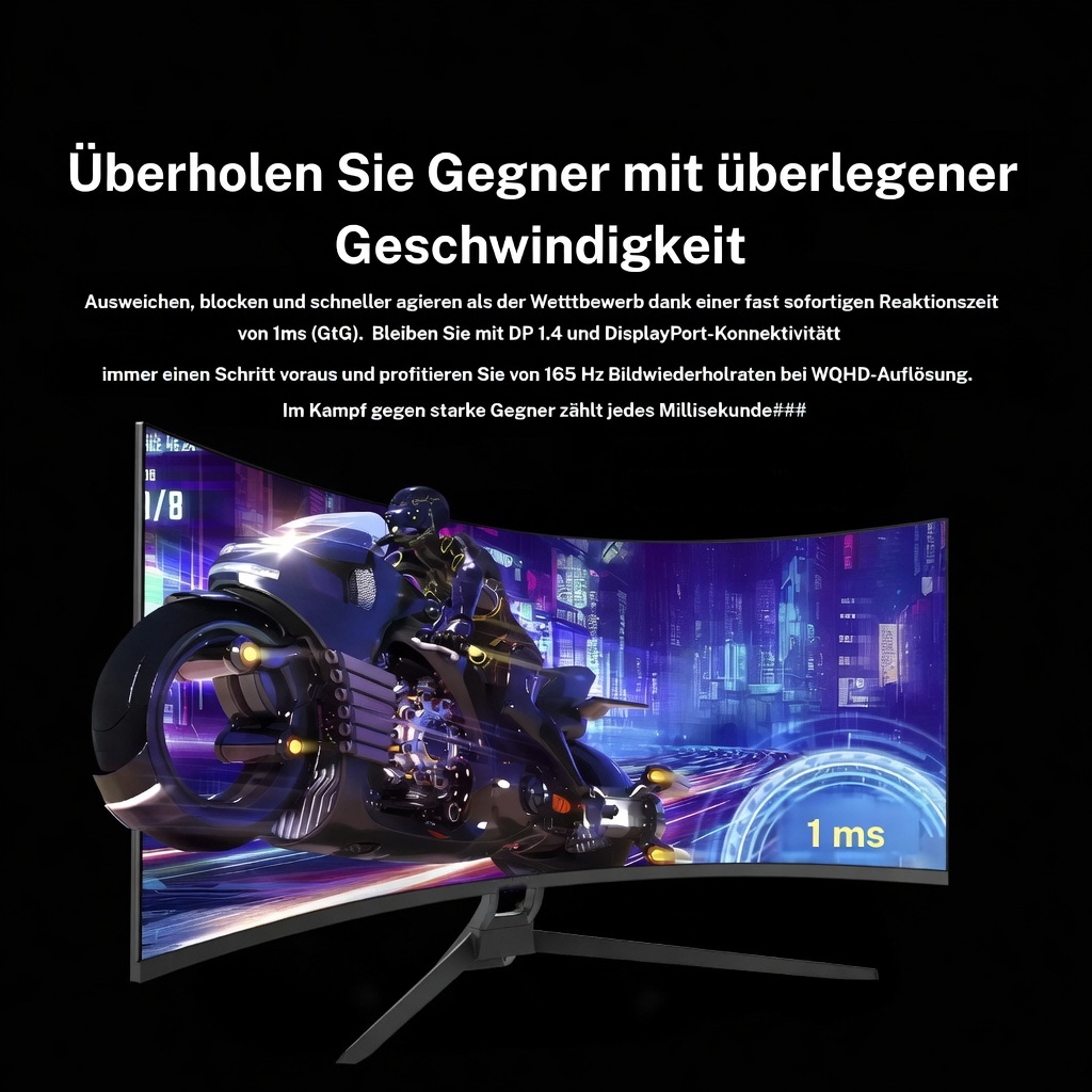 24/27/32/34 Zoll Curved Gaming Monitor 180Hz 1500/3000R WQHD (3440x1440) 4K mit Freesync, DisplayPort, HDMI, wandmontierbar