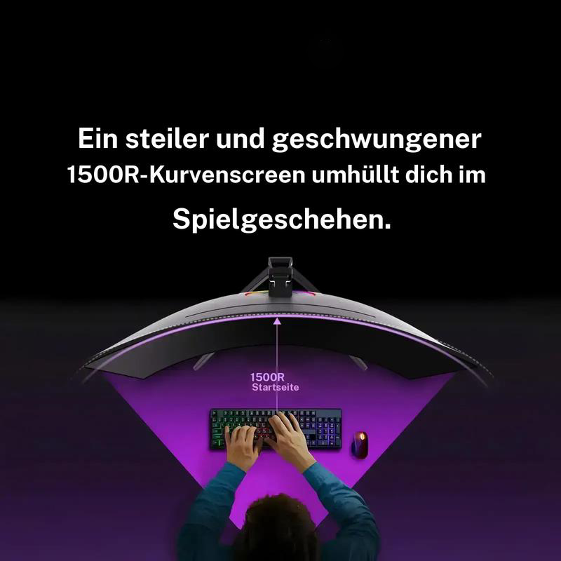 24/27/32/34 Zoll Curved Gaming Monitor 180Hz 1500/3000R WQHD (3440x1440) 4K mit Freesync, DisplayPort, HDMI, wandmontierbar