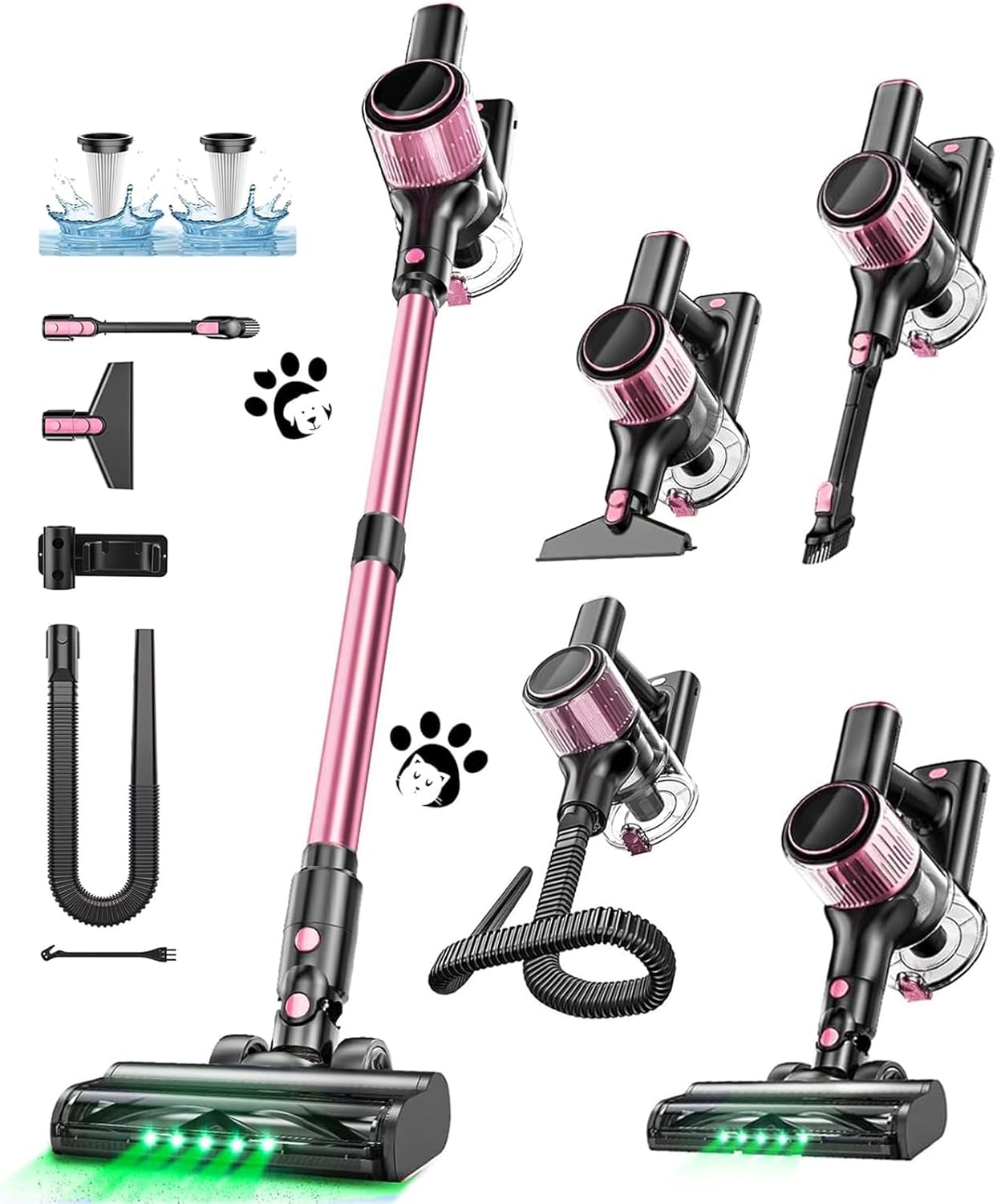 45000 Pa / 500W / 45 min kabelloser Staubsauger, leichter Akku mit LED-Anzeige / Anti-Tangle-Bürste, Stabstaubsauger für Hartböden, Tierhaare, Teppiche