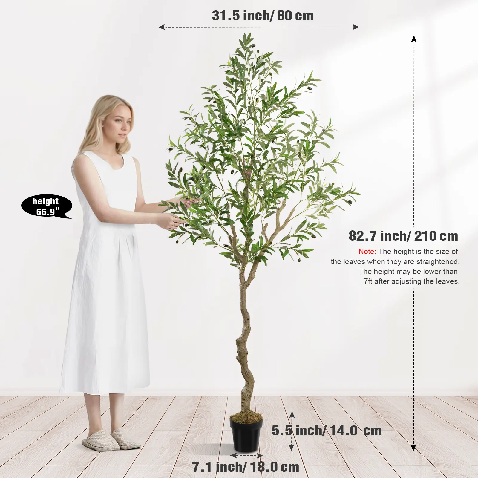 Fluffy 6/7/8ft Artificial Olive Tree, Fake Potted Olive Tree with Branches, Leaves and Fruits, Fake Plant, Indoor Decoration Decorative