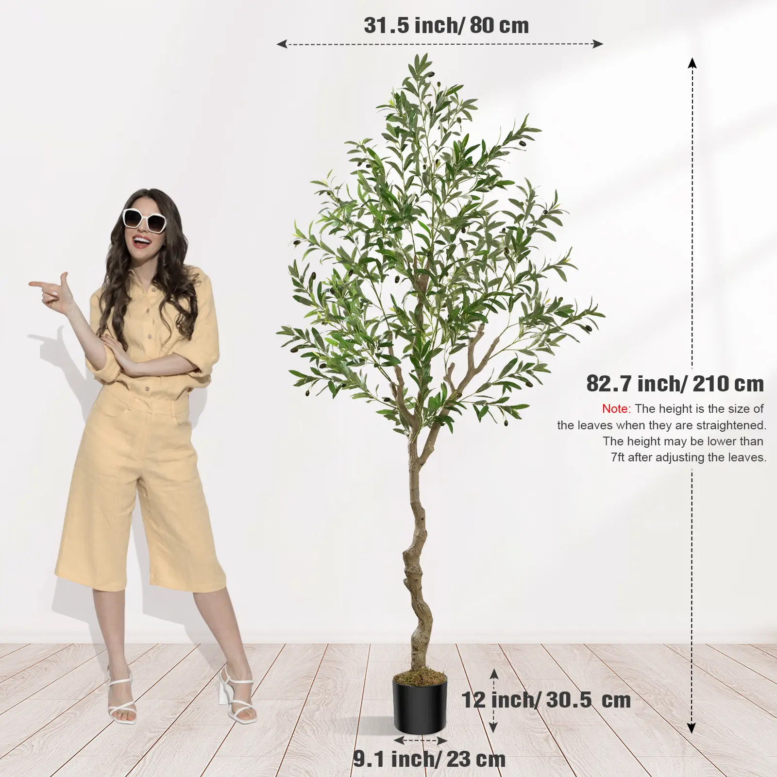 Artificial Olive Tree Silk Fake Plant 6/7/8ft for Indoor and Outdoor Decoration Fake Potted Tree with Realistic Fruits and Trunk