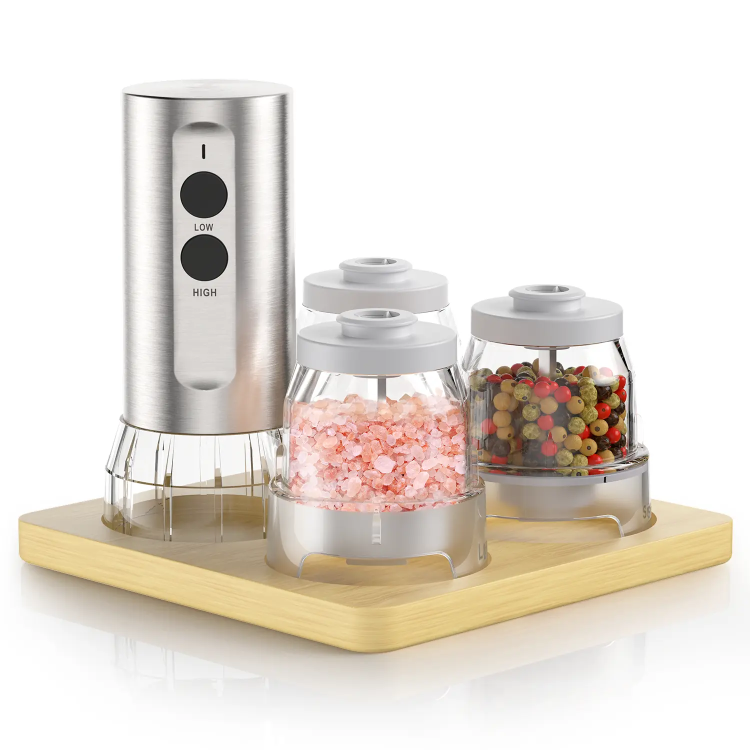 ODIFORGO Electric Salt and Pepper Grinder Set, 2026 New Upgrade, USB Rechargeable Automatic Pepper Mill, 3 Large Capacity Quick-Switch Silos, Adjustable Coarseness, Stainless Steel BBQ Grill Kitchen Gadget with LED Light summerwins