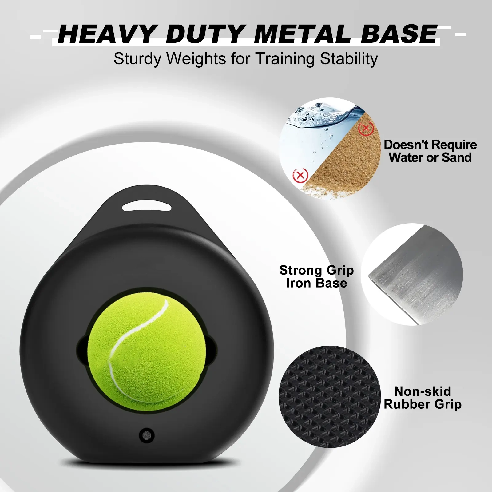 Hikeen Premium Tennis Trainer Rebound with Metal Base, Portable Set with 3 Highly Elastic String Balls, Ideal for Adult Kids and Beginners Training Outdoor Gear Sports Rackets
