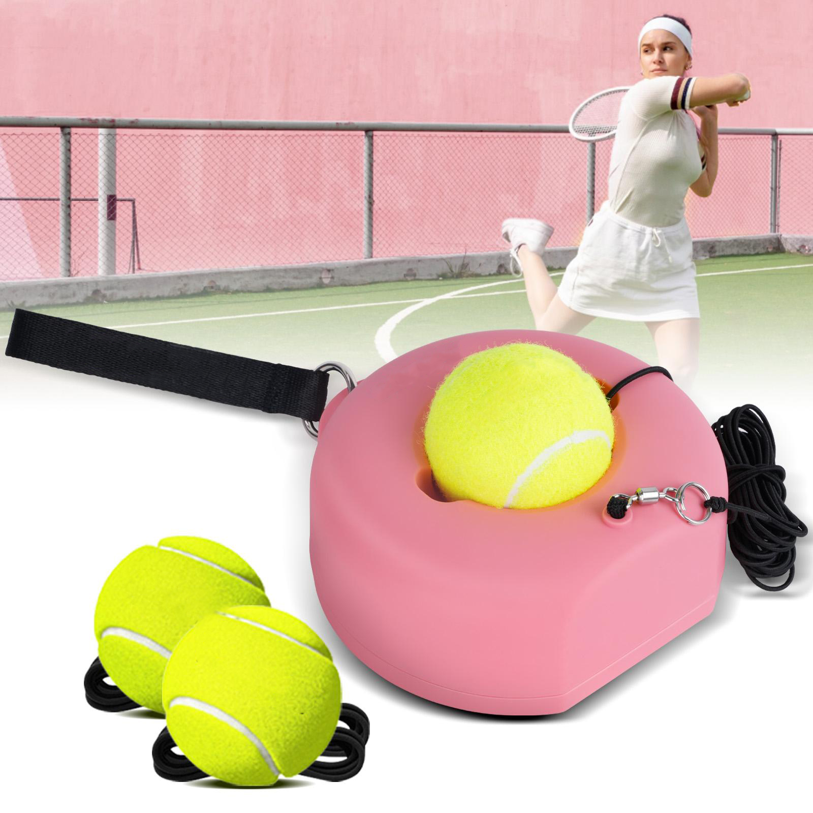 Hikeen Premium Tennis Trainer Rebound with Metal Base, Portable Set with 3 Highly Elastic String Balls, Ideal for Adult Kids and Beginners Training Outdoor Gear Sports Rackets