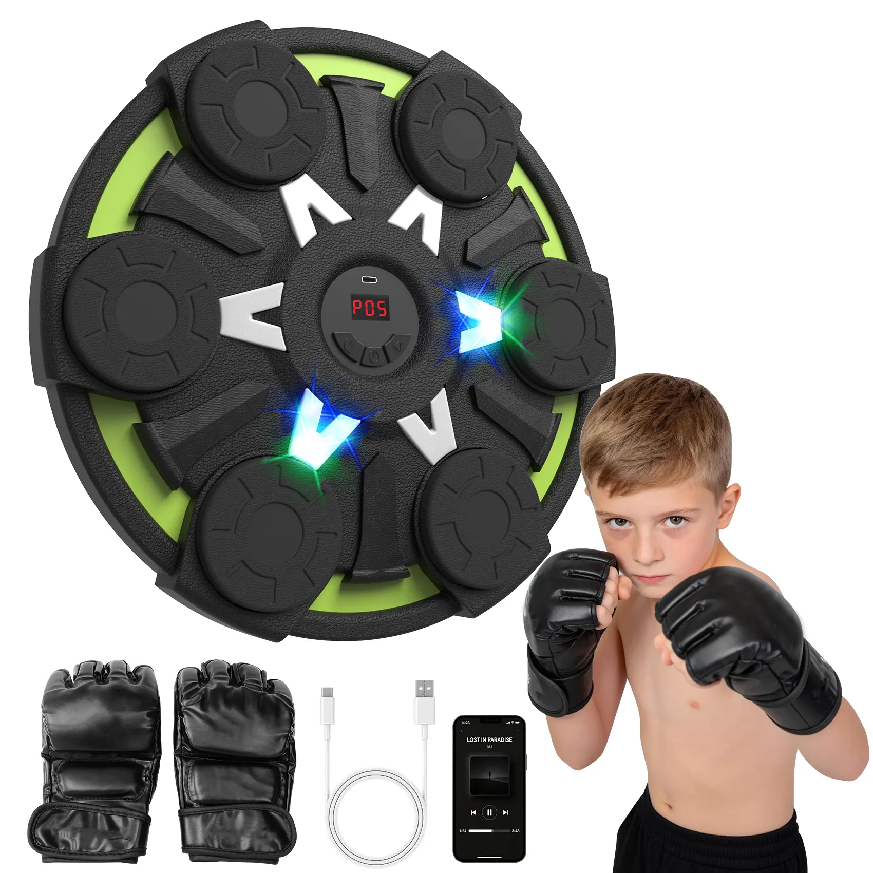 Music Boxing Machine for Kids & Adults - Wall Punching Pad with Lighting, 9-Speed Bluetooth Boxing Game with Gloves, Wall Mounted Exercise Equipment, 2026 Upgrade Boxing Equipment for Kids Age 6+ Protective Gear boxing gloves boxing equipment