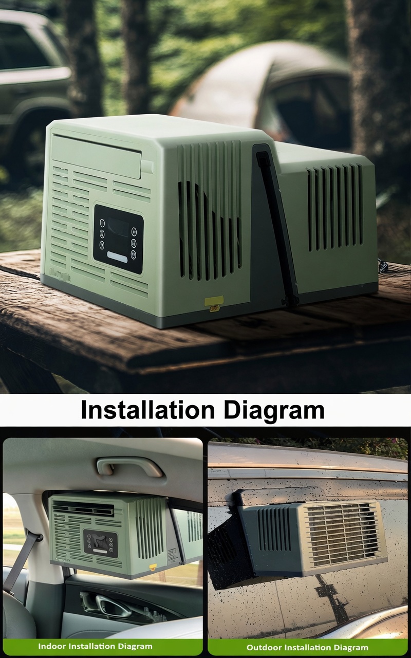 24V 48V Parking Air Conditioner Ductless Portable AC for Truck, Camper, Tent, No Hose Needed