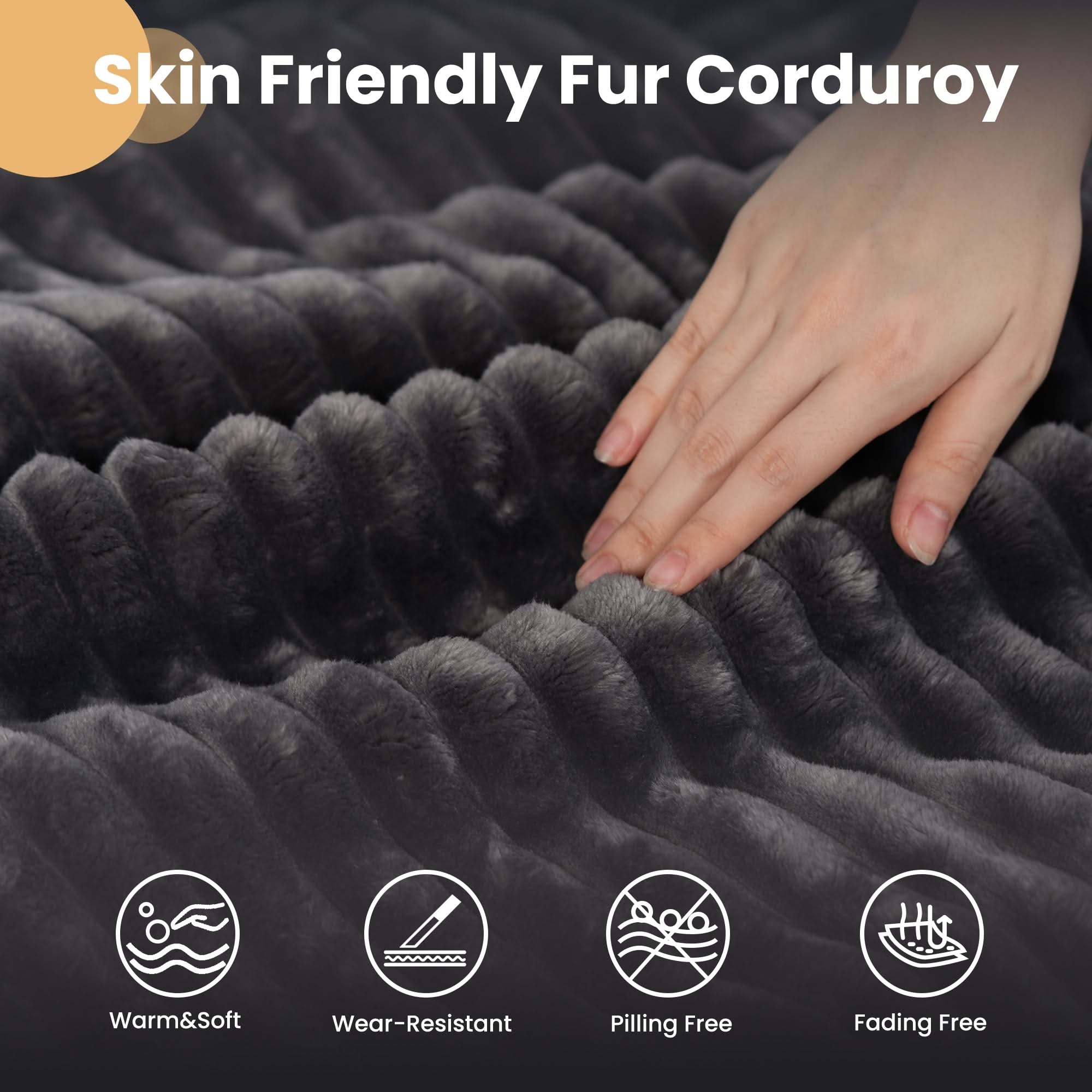  O-Shape Modular Couch, Plush Corduroy Fabric, No Assembly Required