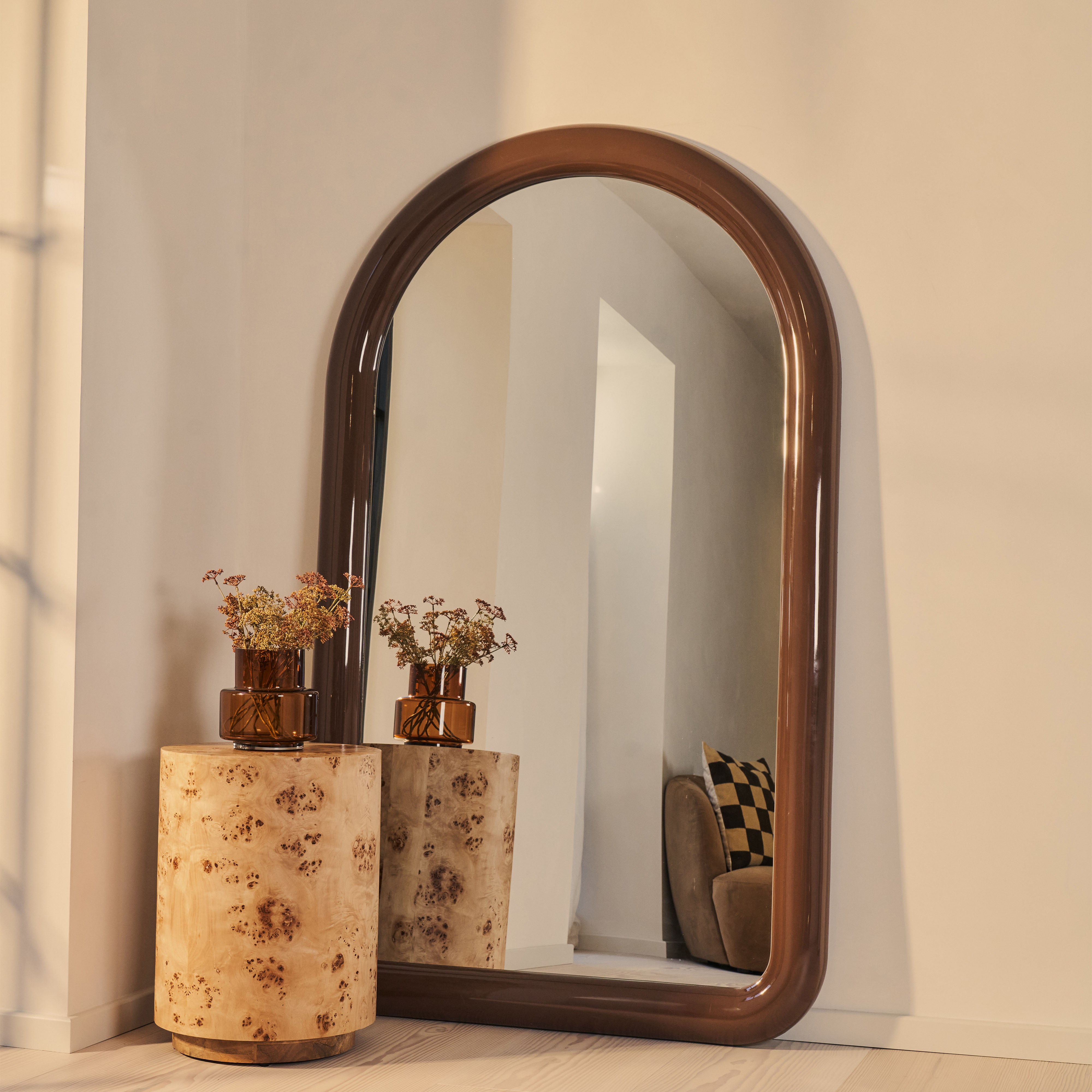 Obsidian - Full Length Arched Chocolate Gloss Extra Large Mirror 200cm x 120cm