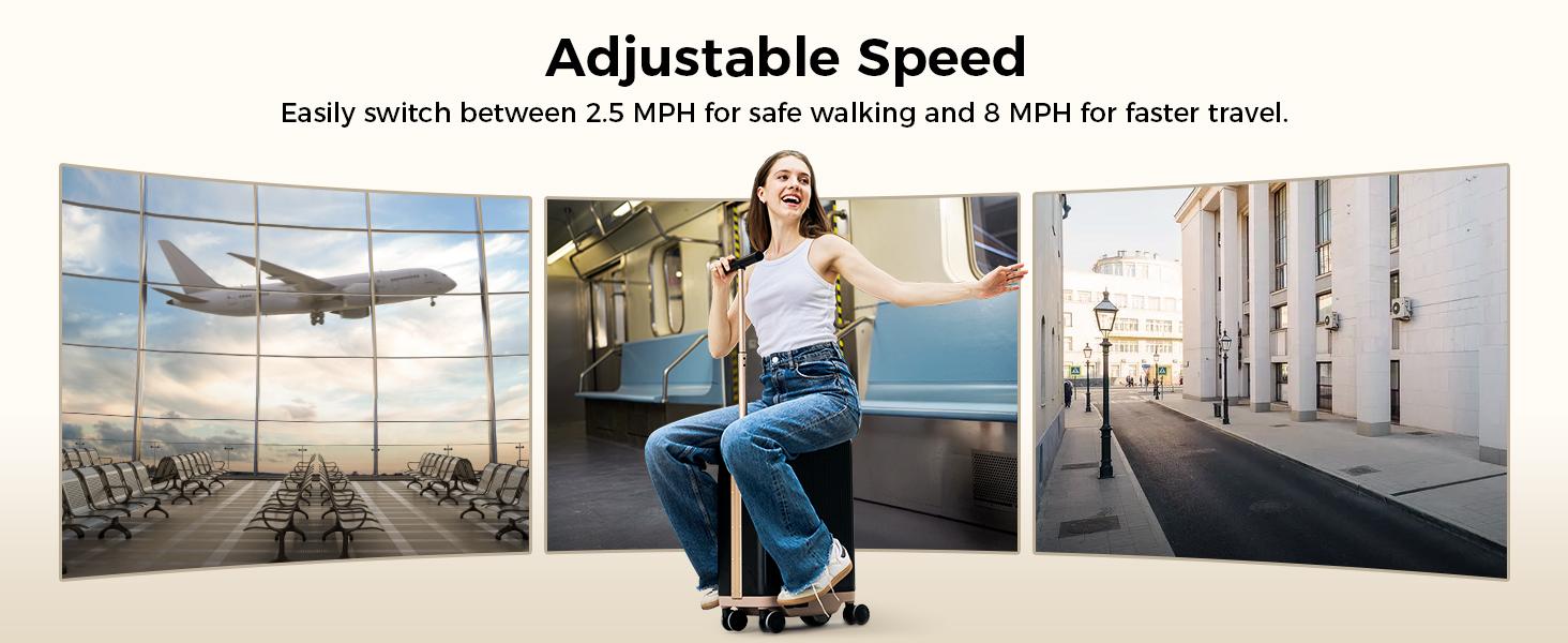 【TSA-Approved】Electric Suitcase Scooter, Electric Riding Luggage with 250W Motor, Removable 95.7Wh Battery (Pressure-Resistant & Explosion-Proof) | 38L Storage, Ultra-Lightweight 13.2LBS, Adjustable Speed 2.5-8MPH, Hard Shell Spinner Suitcase with TSA Loc