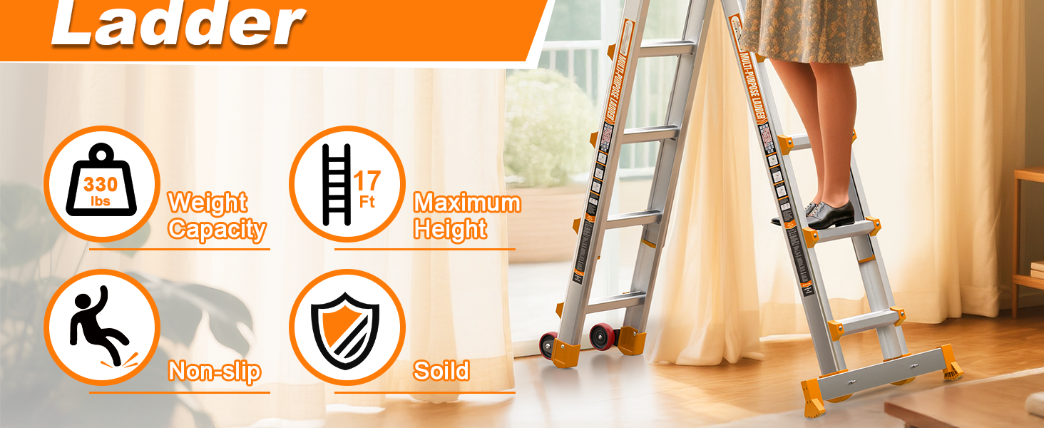 Telescoping ladder with 330lb 17ft specs