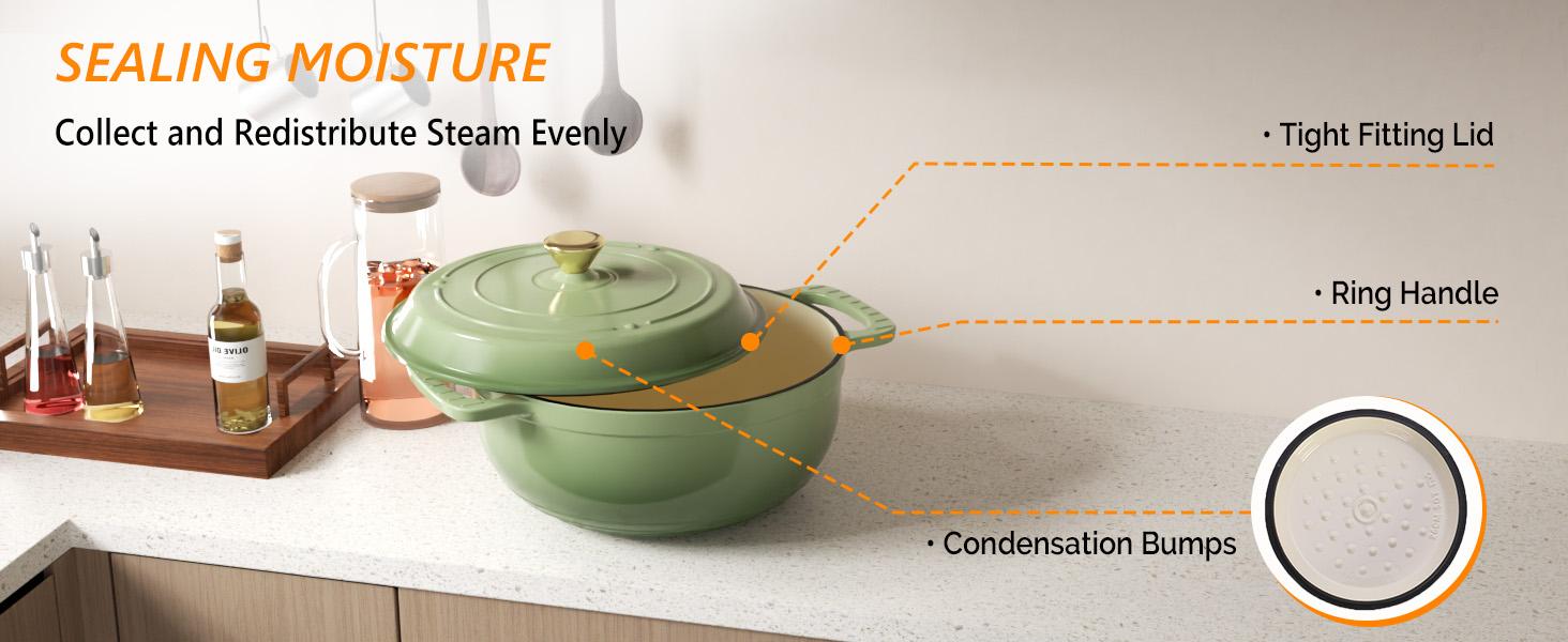 ROVSUN Enameled Cast Iron Round Dutch Oven, 5/6/7.5QT Pot with Lid &Dual Handles with Silicone Gloves,Oven Safe up to 500°F, Heavy-Duty Pre-Seasoned Cookware for Bread Baking, Braising, Stews, Roasting,TikTokShopBlackFriday ROVSUN Enameled Cast Iron Round Dutch Oven, 5/6/7.5QT Pot with Lid &Dual Handles with Silicone Gloves,Oven Safe up to 500°F, Heavy-Duty Pre-Seasoned Cookware for Bread Baking, Braising, Stews, Roasting,TikTokShopBlackFriday