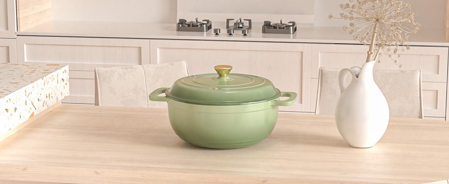 ROVSUN Enameled Cast Iron Round Dutch Oven, 5/6/7.5QT Pot with Lid &Dual Handles with Silicone Gloves,Oven Safe up to 500&deg;F, Heavy-Duty Pre-Seasoned Cookware for Bread Baking, Braising, Stews, Roasting,TikTokShopBlackFriday