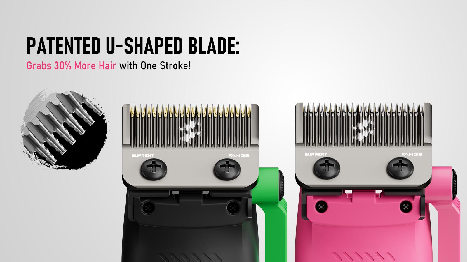 Suprent FANGS Vector Clipper &ndash; 13,000 RPM AI Controlled Motor Unique U-Shape Blade- Dual Mode Lever LED Light- Professional Hair Trimmer for Barbers-Gift for man summerwins