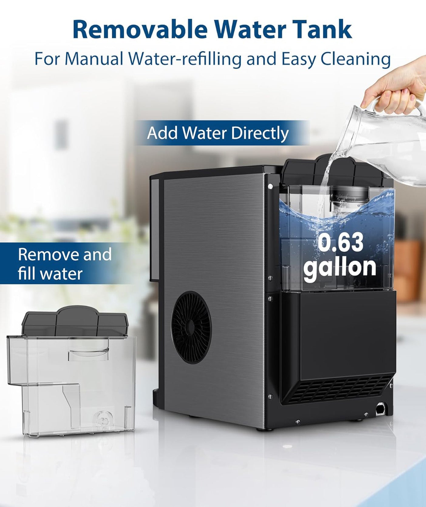 Silent Nugget Ice Maker 44lbs/24H Countertop Dispenser
