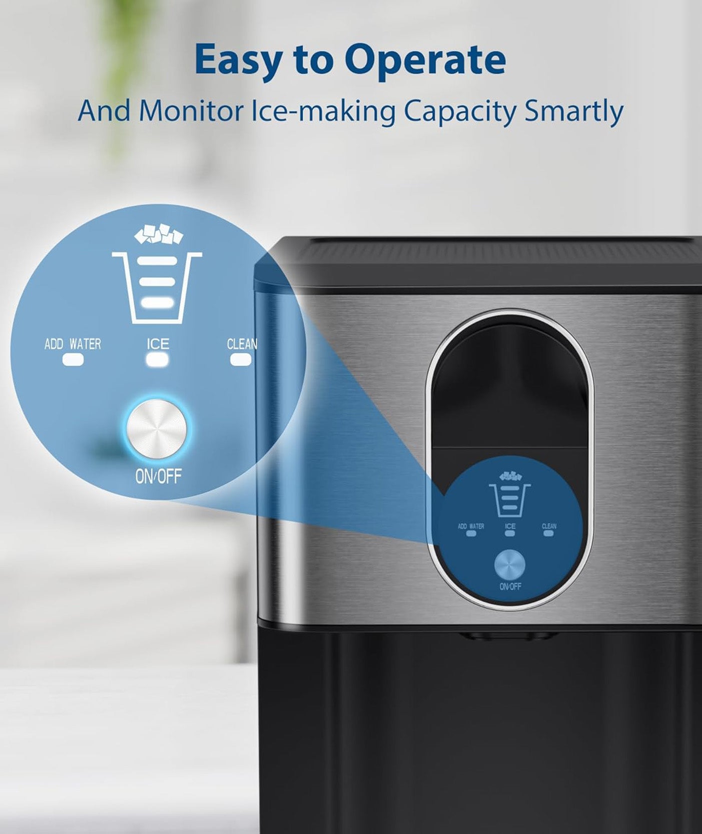 Silent Nugget Ice Maker 44lbs/24H Countertop Dispenser