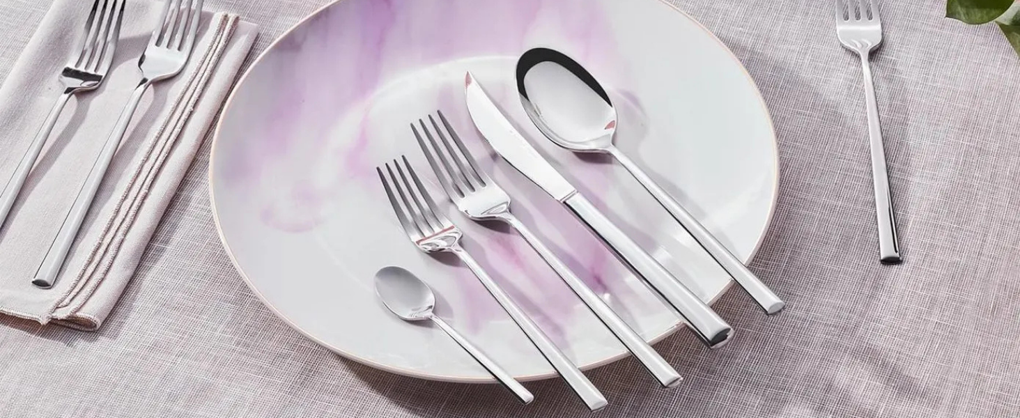Karaca Tivoli 60 Pieces Cutlery Set for 12 Person - Forks, Spoon, Knives Silverware Sets
