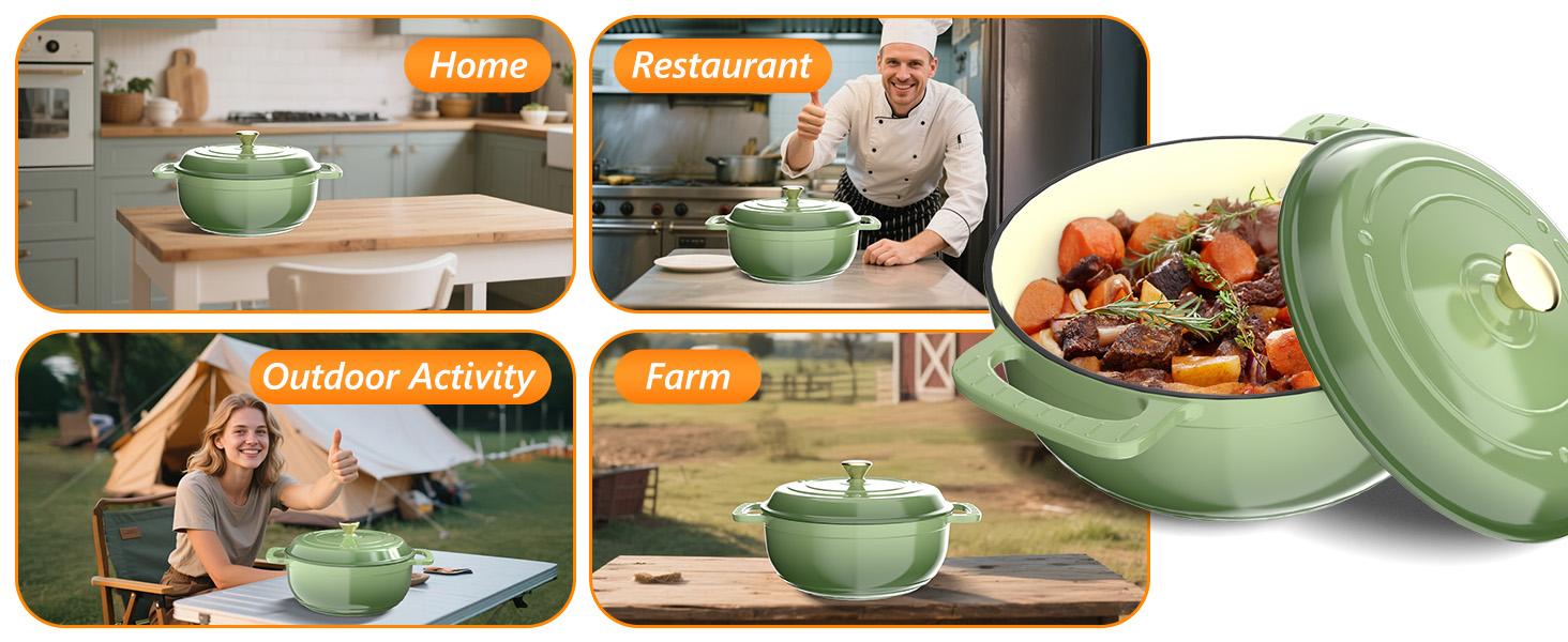 ROVSUN Enameled Cast Iron Round Dutch Oven, 5/6/7.5QT Pot with Lid &Dual Handles with Silicone Gloves,Oven Safe up to 500°F, Heavy-Duty Pre-Seasoned Cookware for Bread Baking, Braising, Stews, Roasting,TikTokShopBlackFriday ROVSUN Enameled Cast Iron Round Dutch Oven, 5/6/7.5QT Pot with Lid &Dual Handles with Silicone Gloves,Oven Safe up to 500°F, Heavy-Duty Pre-Seasoned Cookware for Bread Baking, Braising, Stews, Roasting,TikTokShopBlackFriday