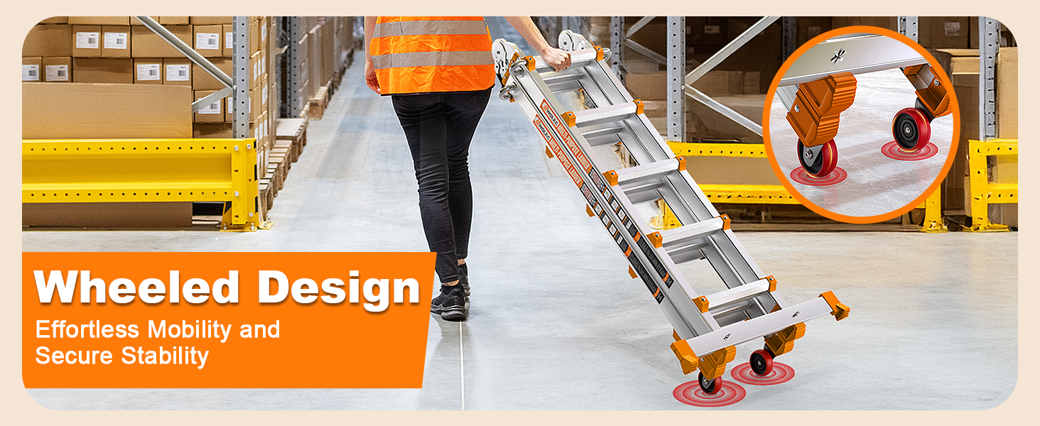 Wheeled ladder easy transport