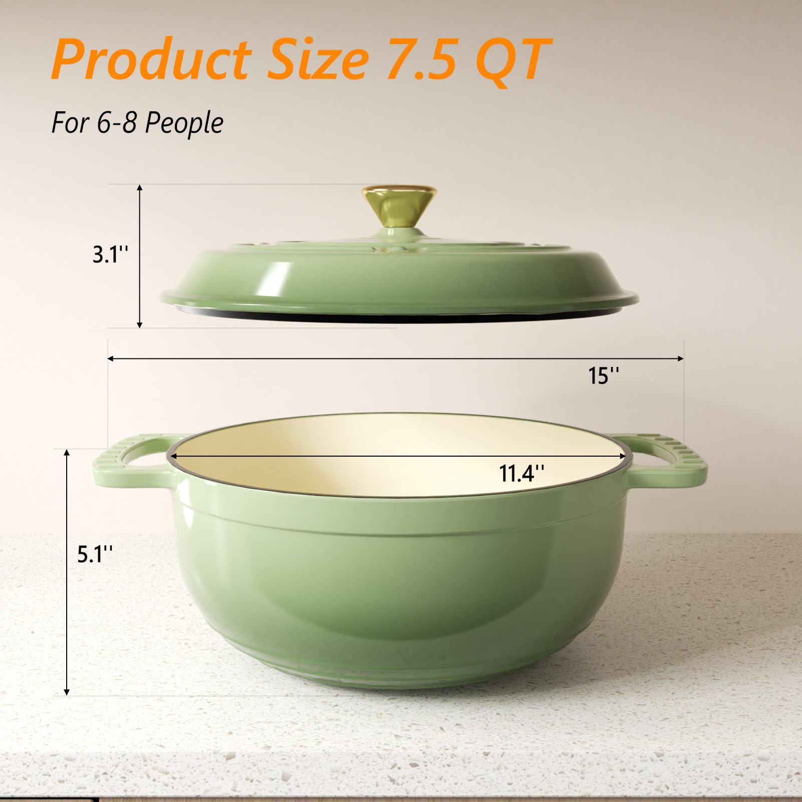 ROVSUN Enameled Cast Iron Round Dutch Oven, 5/6/7.5QT Pot with Lid &Dual Handles with Silicone Gloves,Oven Safe up to 500°F, Heavy-Duty Pre-Seasoned Cookware for Bread Baking, Braising, Stews, Roasting,TikTokShopBlackFriday ROVSUN Enameled Cast Iron Round Dutch Oven, 5/6/7.5QT Pot with Lid &Dual Handles with Silicone Gloves,Oven Safe up to 500°F, Heavy-Duty Pre-Seasoned Cookware for Bread Baking, Braising, Stews, Roasting,TikTokShopBlackFriday