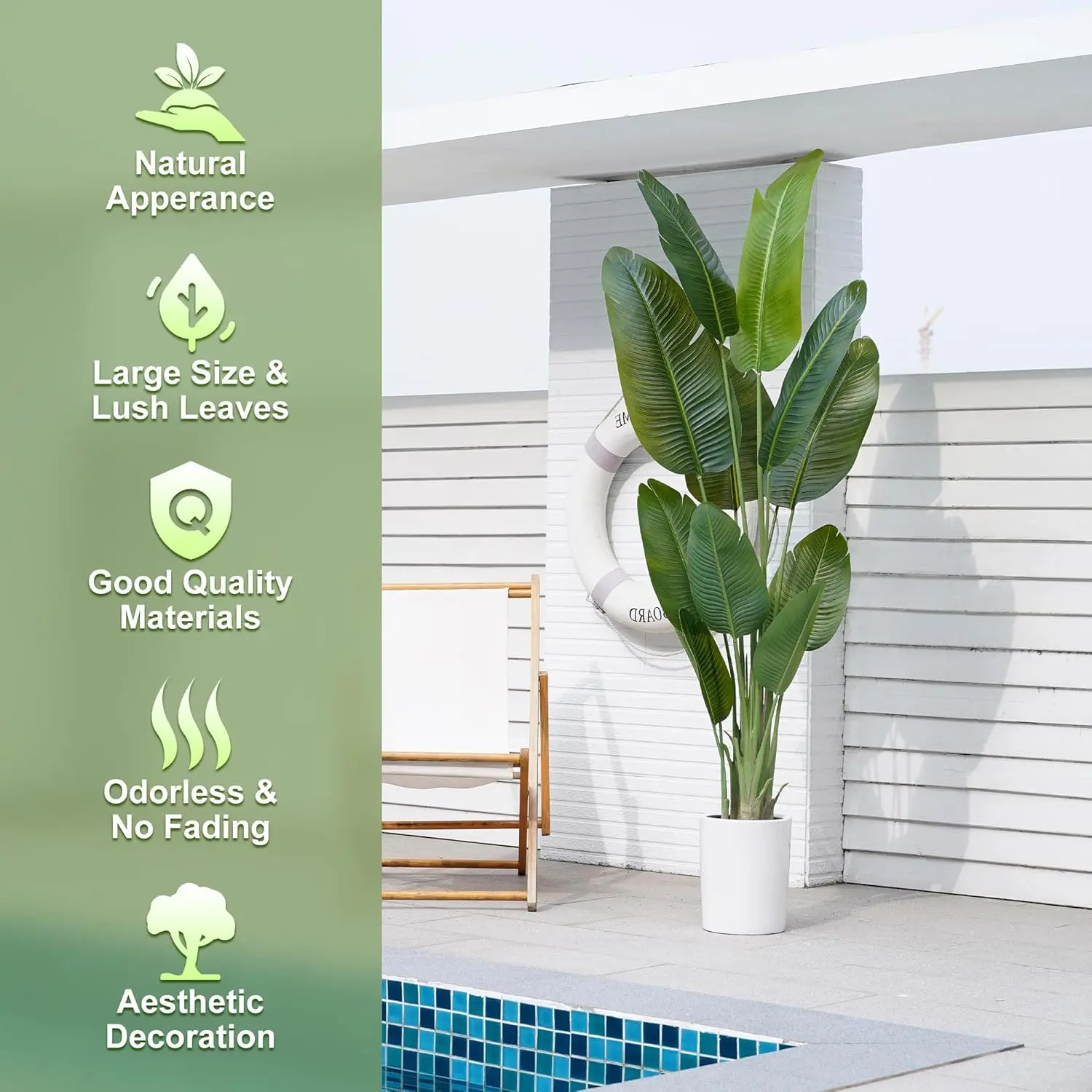 Artificial Bird of Paradise 5 Feet 60 Inch Premium UV Resistant Lifelike Fake Plant in Pot with Dried Moss for Office  Valentine's dayIndoor Outdoor Use Tropical Home Décor Tree Garden Decorations Decorative Flowers Ornaments Outdoorfun Gift - Fruit