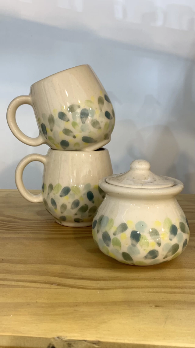 Set taza panzona verde
