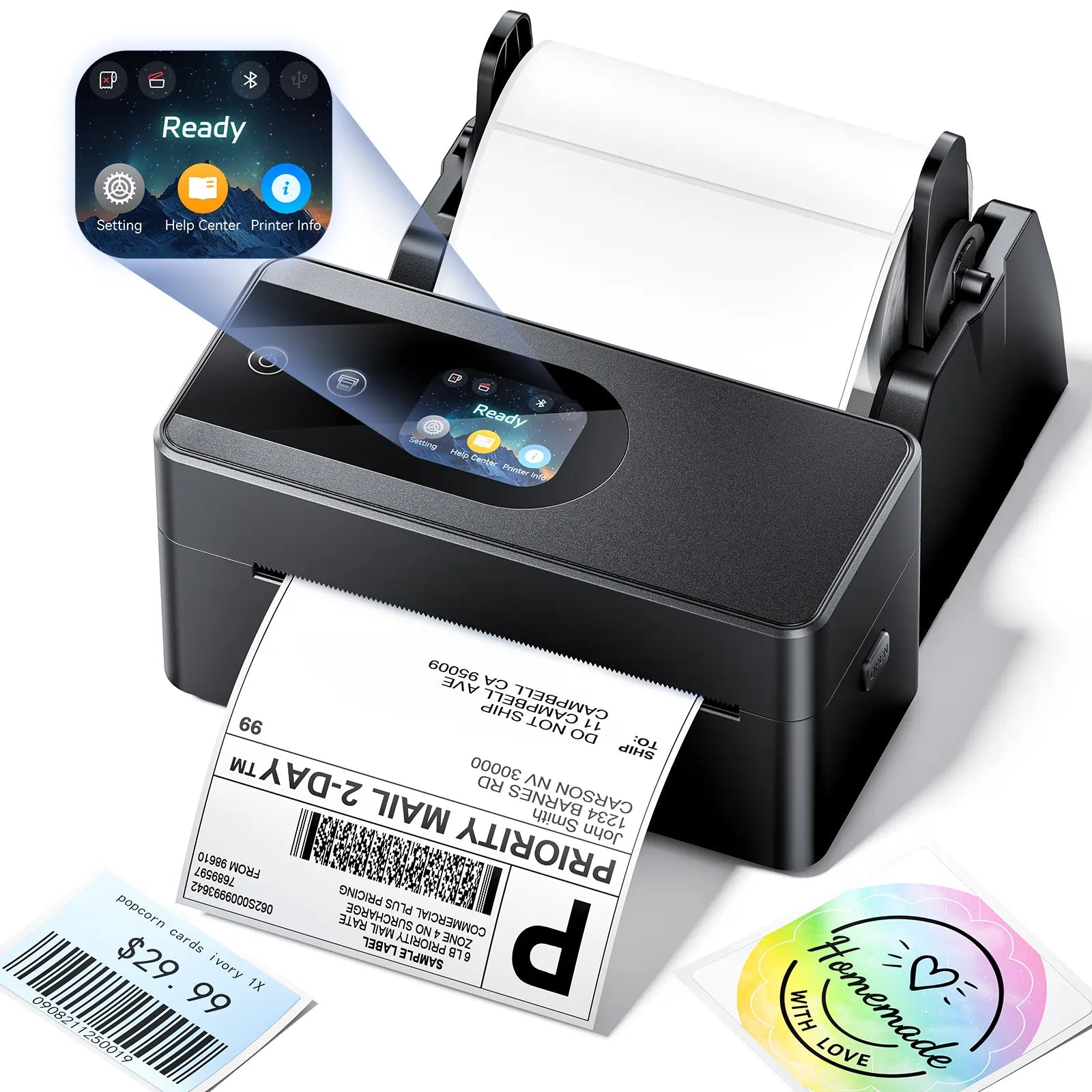 Bluetooth Shipping Label Printer Upgraded Direct Touchscreen