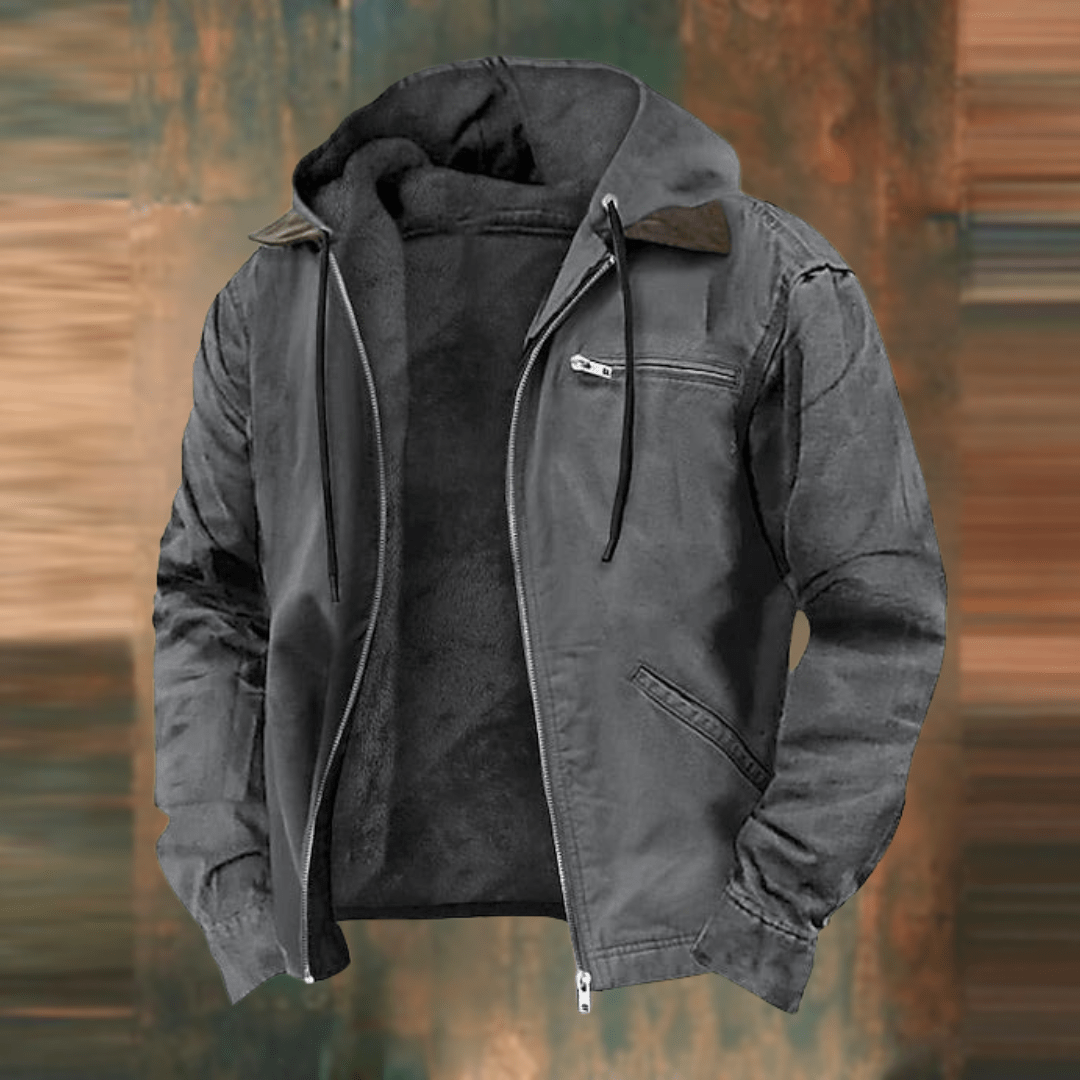 Fleece Lined Jacket - Hooded - Zip-Up - Winter Jacket - Men's Jackets