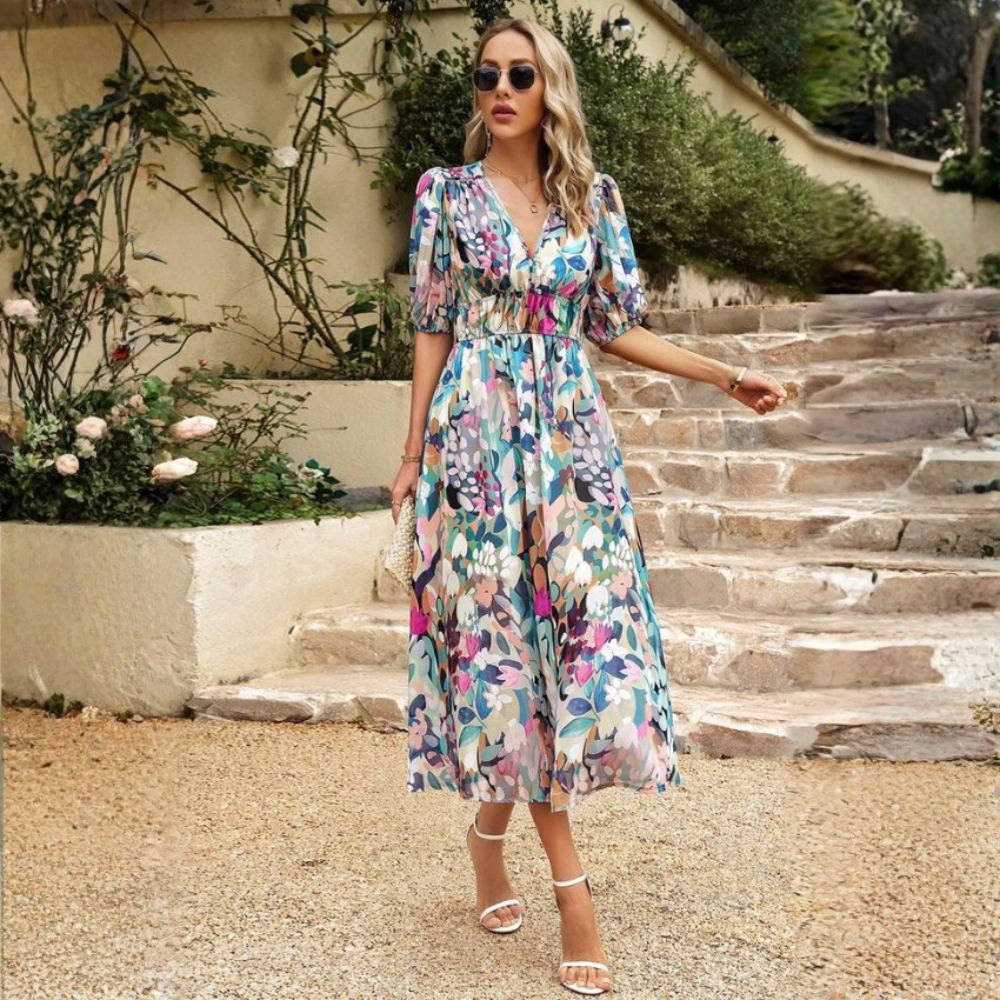 LYDIA | FLATTERING FLORAL MIDI DRESS