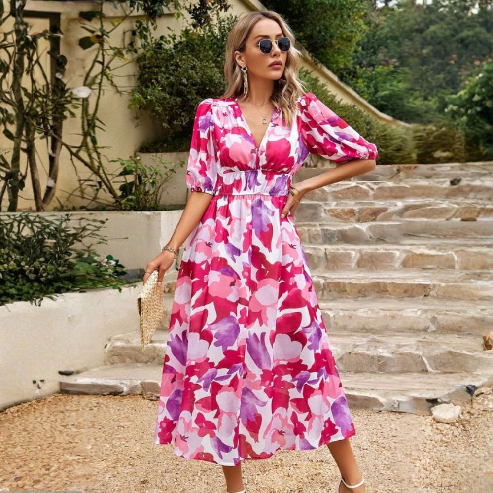 LYDIA | FLATTERING FLORAL MIDI DRESS