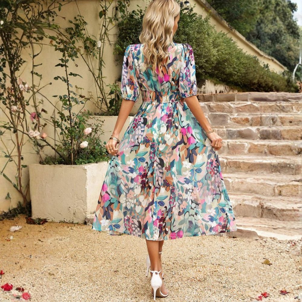 LYDIA | FLATTERING FLORAL MIDI DRESS