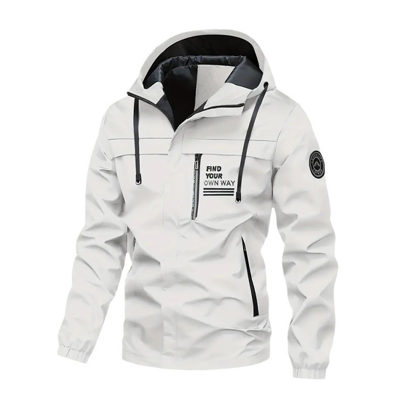 Outdoor-Windjacke mit abnehmbarer Kapuze | Leichte winddichte Übergangsjacke für Wandern & Alltag