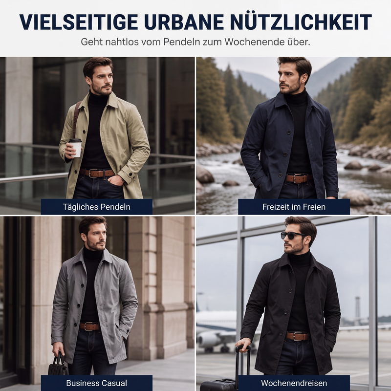 🔥Beliebtes Produkt！✨Wasserdichter mittellanger Trenchcoat, windfest & bequem für Alltag und Outdoor