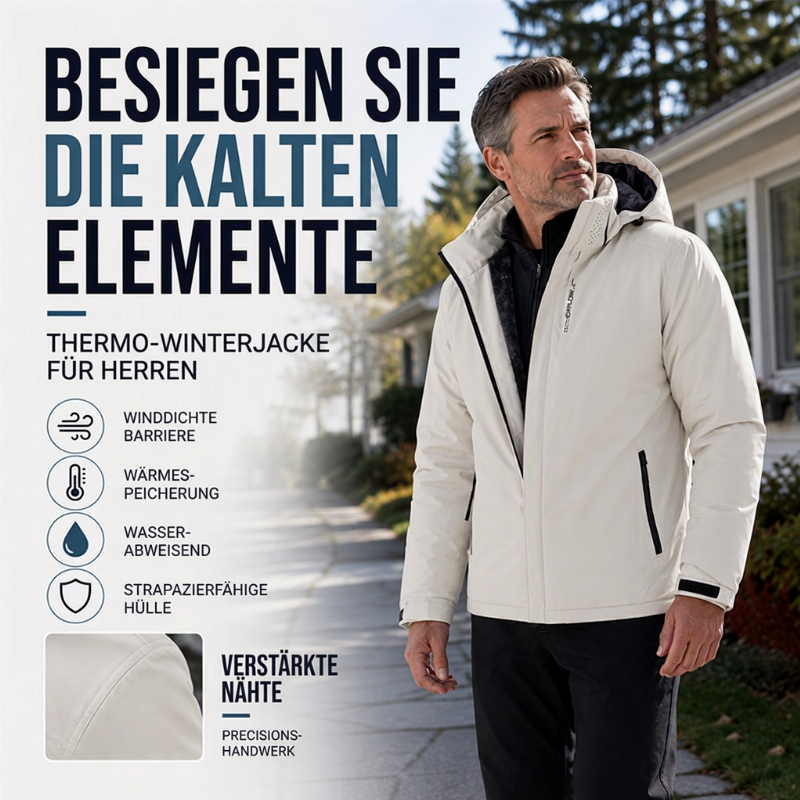 Wasserdichte Kapuzenjacke für Herren mit Plüschfutter