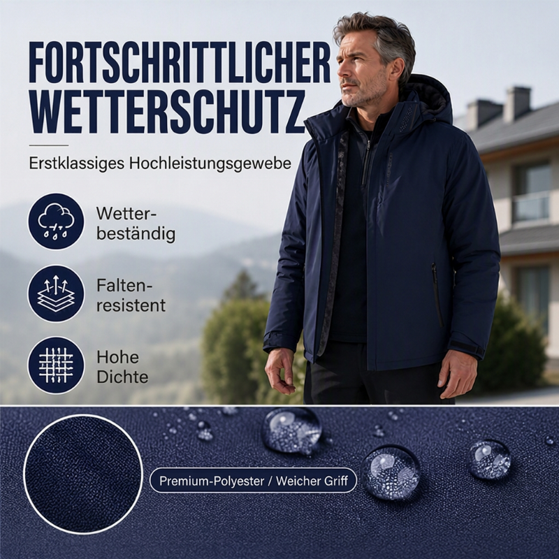 Wasserdichte Kapuzenjacke für Herren mit Plüschfutter