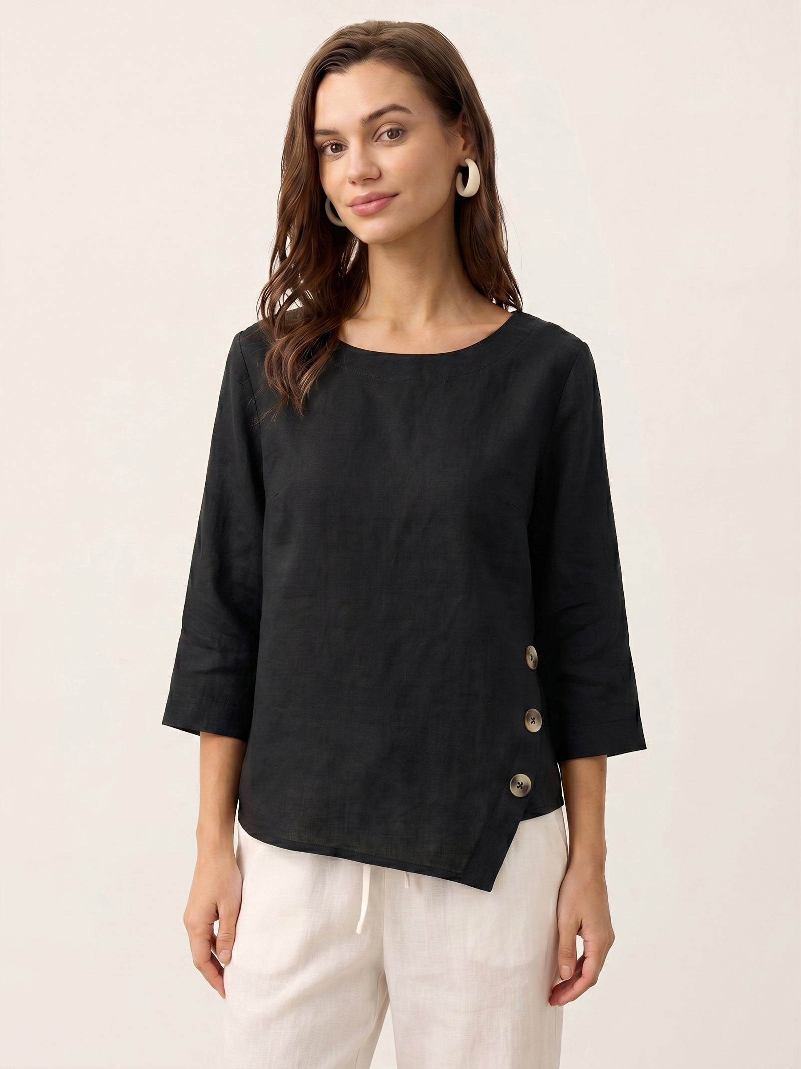 Casual two-piece set: linen cotton top and trousers – create a stylish look in 5 seconds