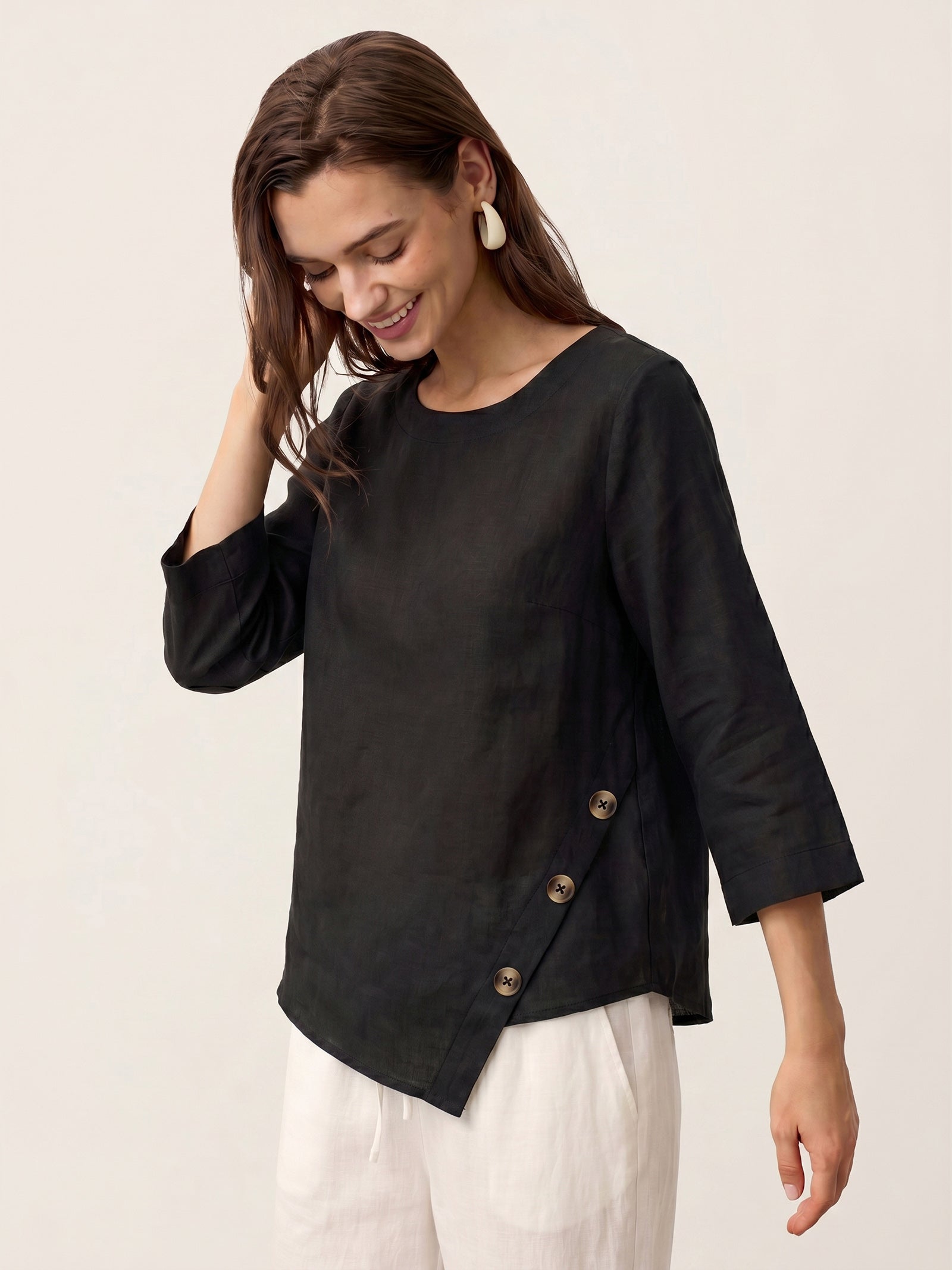Casual two-piece set: linen cotton top and trousers – create a stylish look in 5 seconds
