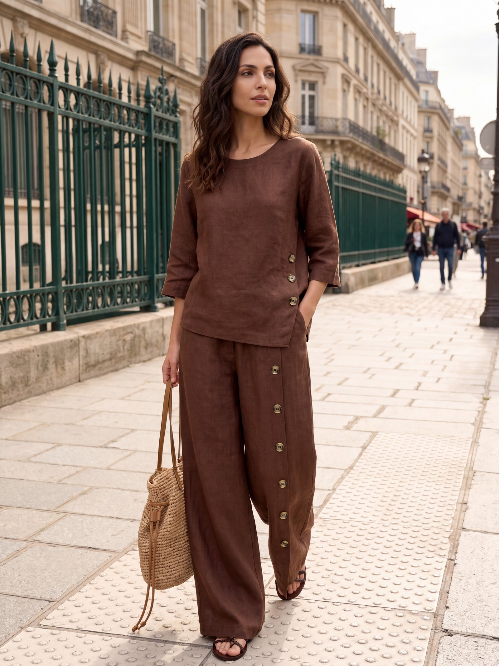 Casual two-piece set: linen cotton top and trousers – create a stylish look in 5 seconds