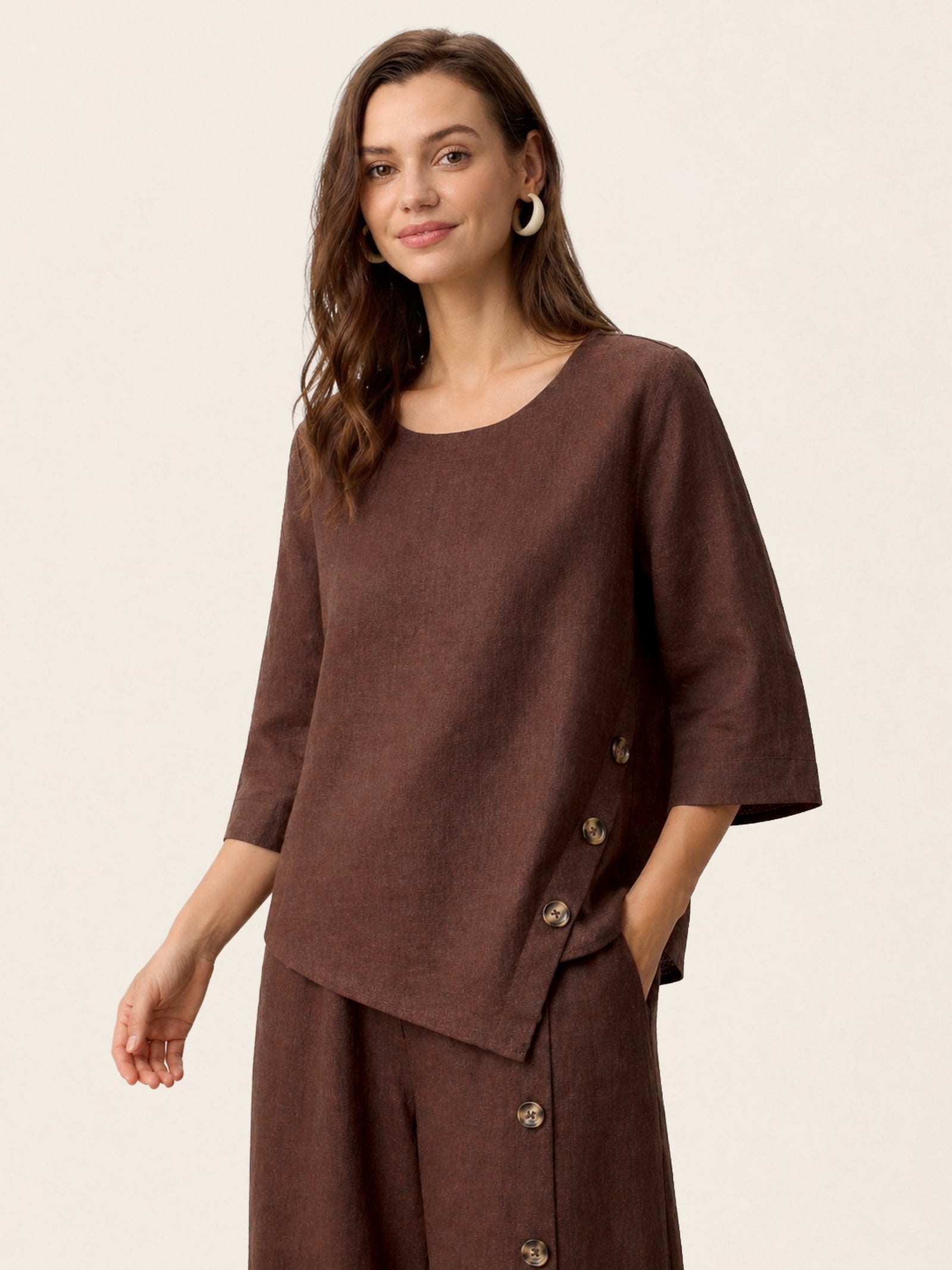 Casual two-piece set: linen cotton top and trousers – create a stylish look in 5 seconds