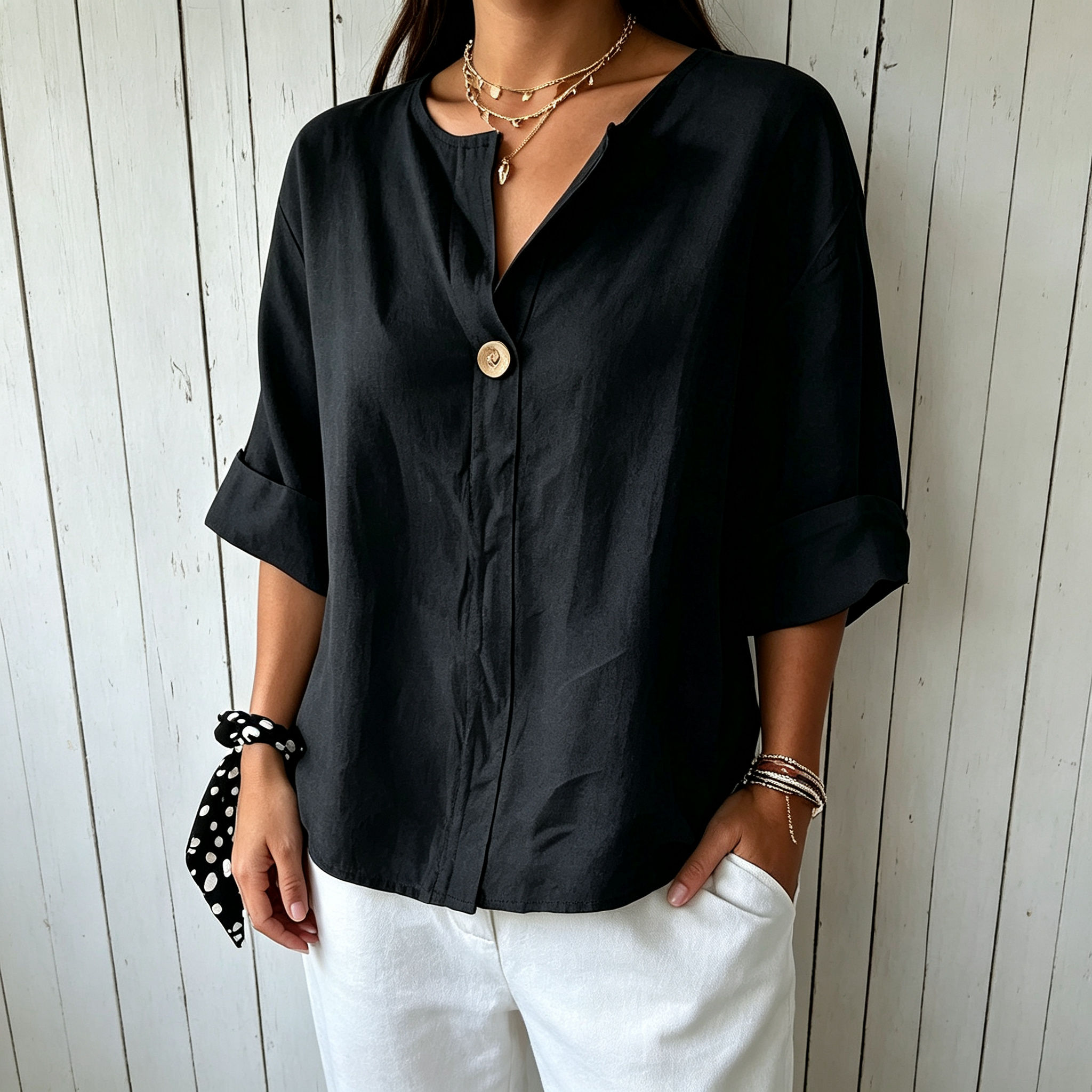 Clearance Sale🔥Women's Cotton-Linen V-Neck Top