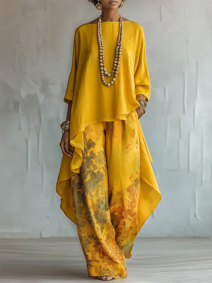 Casual Cotton-Linen Floral Vacation Set