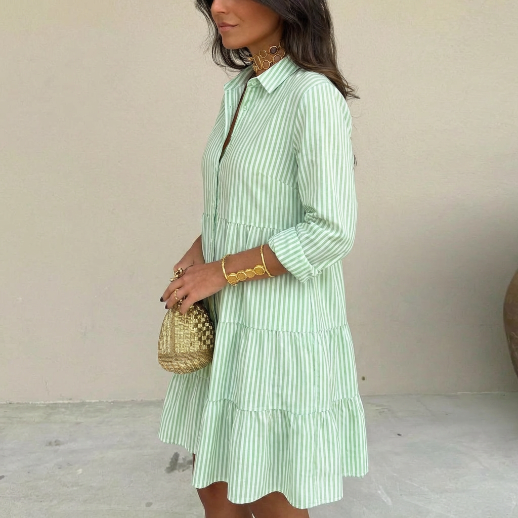 LIGHTWEIGHT STRIPED DRESS WITH BUTTONS DOWN THE FRONT