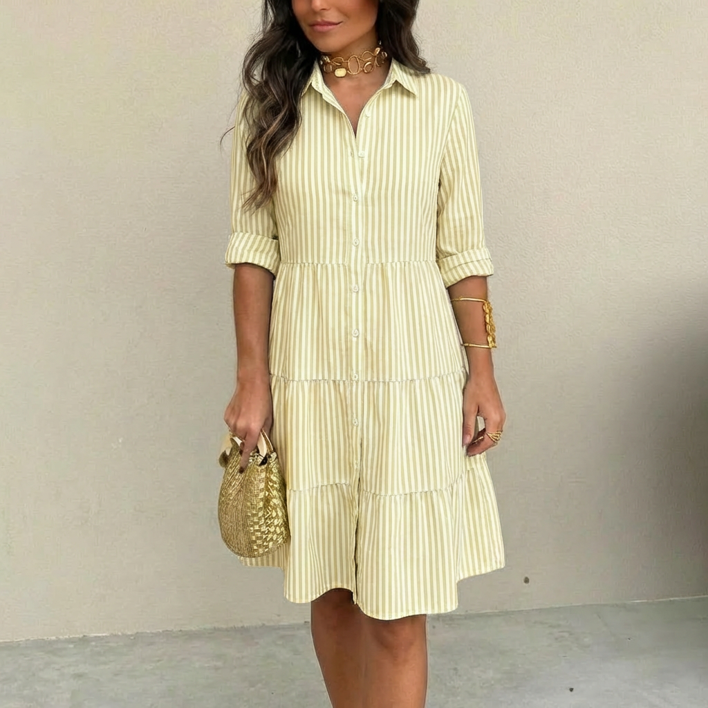 LIGHTWEIGHT STRIPED DRESS WITH BUTTONS DOWN THE FRONT