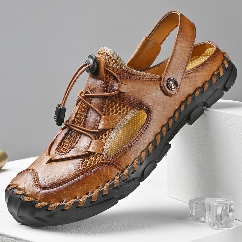 ENJERR® Men's Genuine Leather Breathable 2-in-1 Orthopedic Sandals