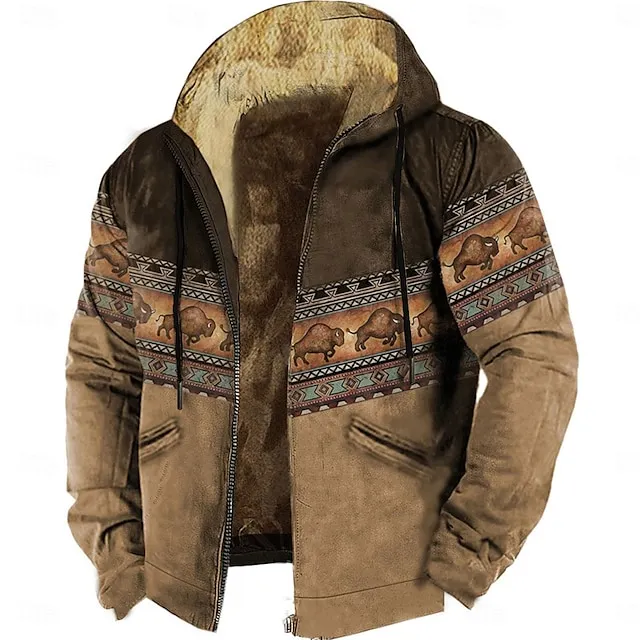 Men's Animal Color Block Hoodie Hoodies Sweatshirt Full Zip Hoodie Long Sleeve Hooded Sweatshirt Hooded 
