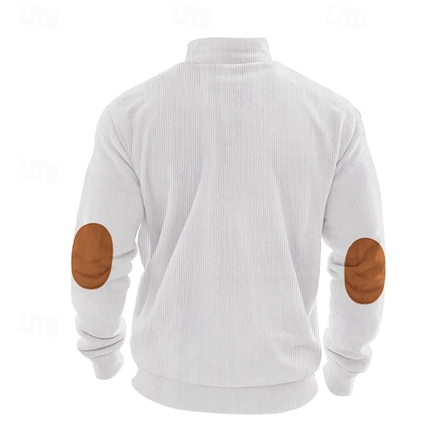 Men's Sweatshirt Quarter Zip Sweatshirt Apricot Black White Army Green Navy Blue Half Zip Color Block Sports & Outdoor Daily Holiday Polyester Streetwear Basic Casual Spring &  Fall Clothing Apparel