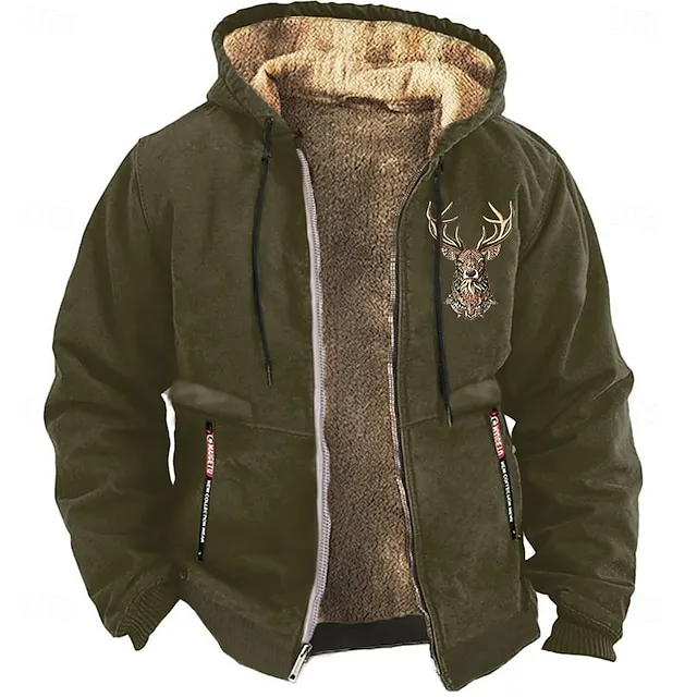 Men's Cowboy Deer Sweatshirt Long Sleeve Sweatshirts  Hooded Vintage Western Style Vacation Streetwear Fall